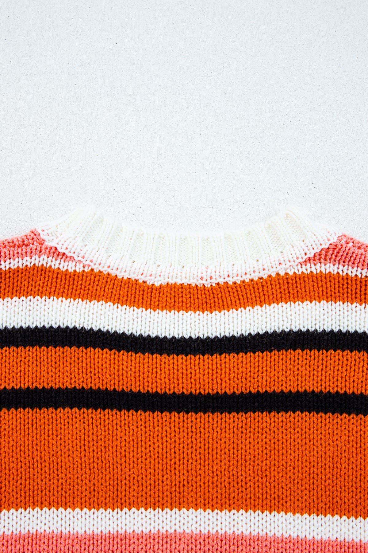 Orange Stripe Drop Shoulder Cropped Pullover Sweater — image 07