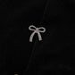 Black V Neck Bow Decorations Peplum Hem Shift Silhouette Short Sleeve Blouse — image 07