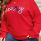 Fiery Red Tinsel Merry Letter Drop Shoulder Baggy Sweater — image 07