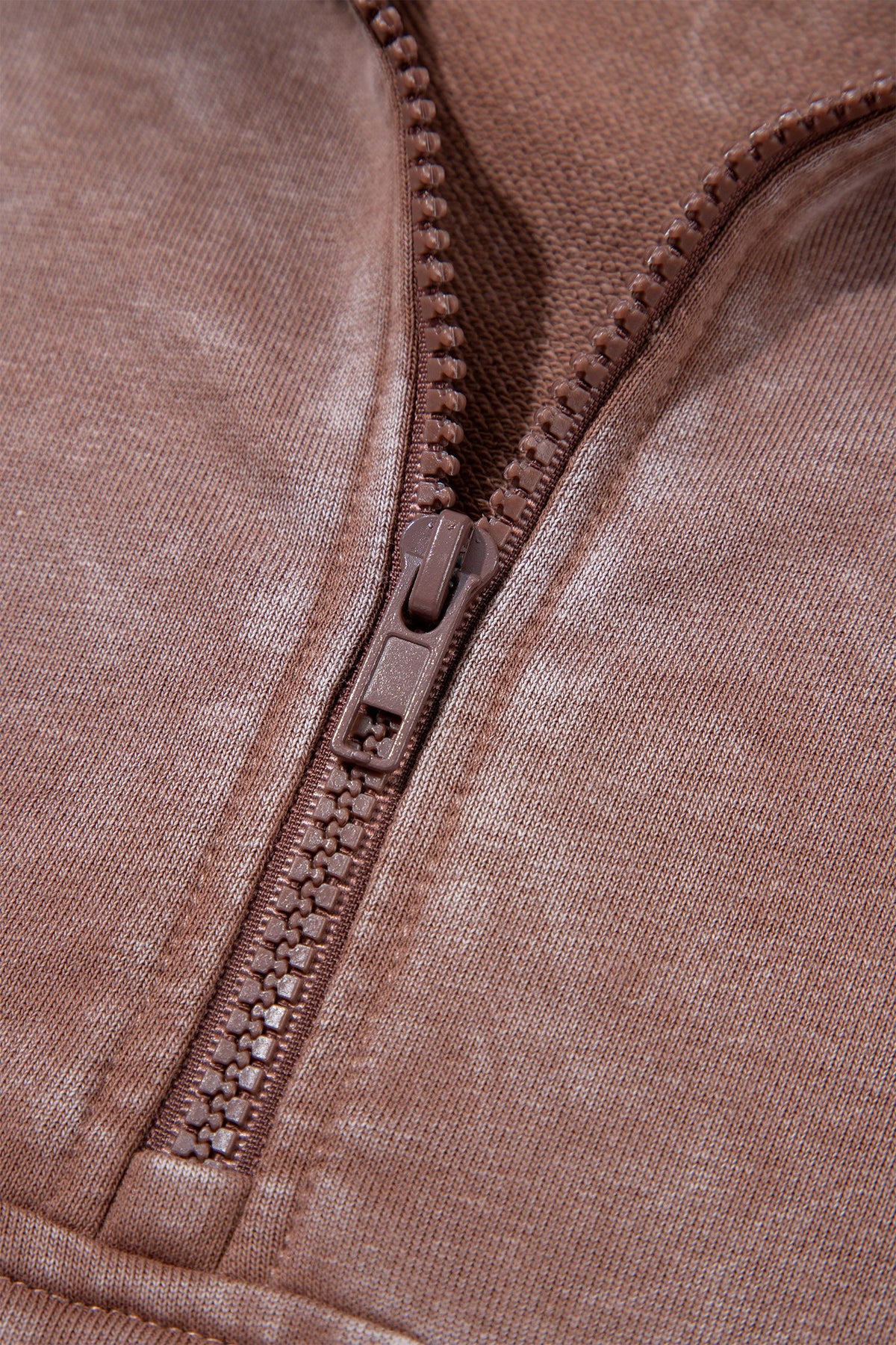 Chestnut Vintage Half-Zip Long Sleeve Ribbed Cuffs Hem Shift Silhouette Sweatshirt — image 07