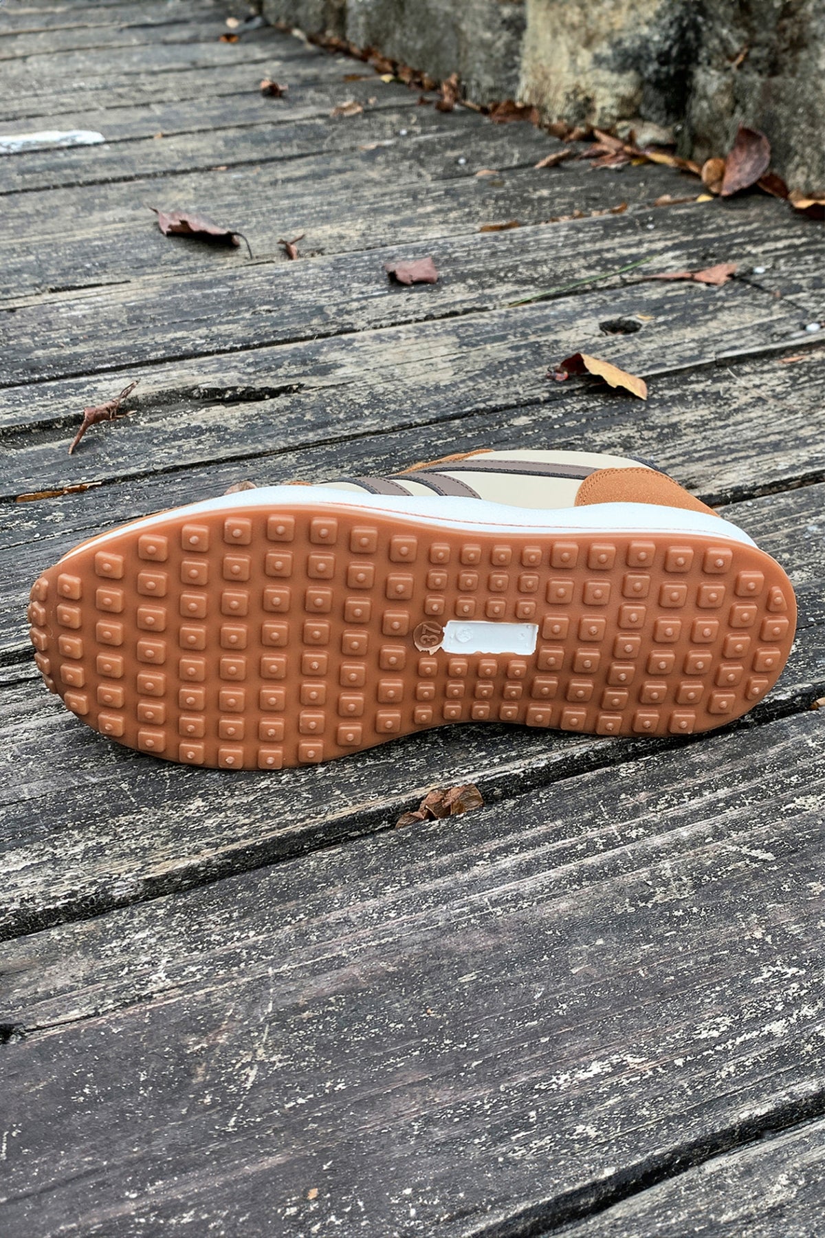 Brown Varsity Color Block Patchwork Lace-up PU Leather Sneakers — image 07