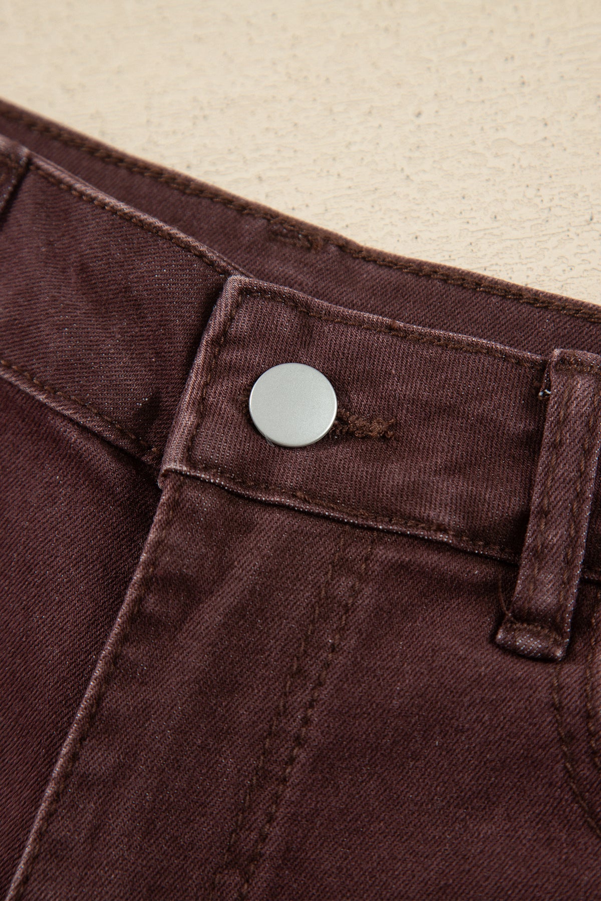 Coffee Lace Trim Casual Full-Length Regular Fit Jeans — image 07