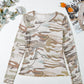 Western Fashion Camouflage Print Mesh Long Sleeve Top — image 07
