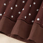Brown Polka Dot Print Metal Button Collar Casual Pullover Sweatshirt — image 07