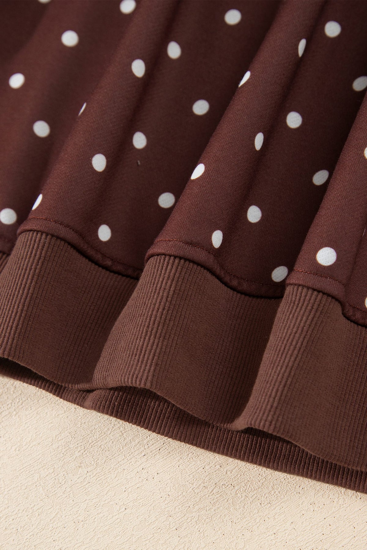 Brown Polka Dot Print Metal Button Collar Casual Pullover Sweatshirt — image 07