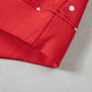 Red Polka Dot Print Metal Button Collar Casual Pullover Sweatshirt — image 07