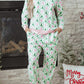 Green Bow Christmas Tree Print Contrast Striped Banding 2pcs Lounge Set — image 07