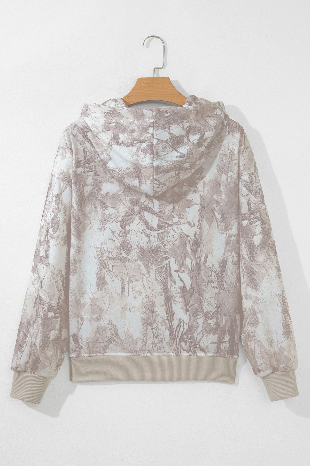 Gray Abstract Print Ribbed Hoodie — image 07