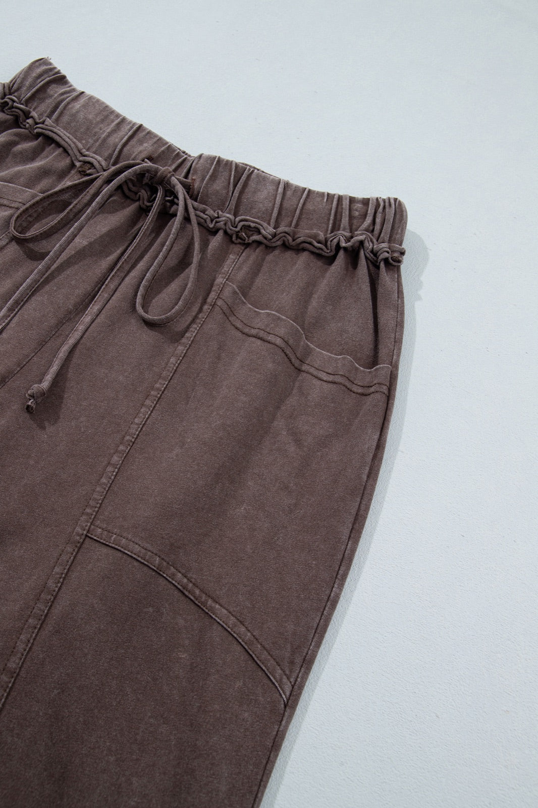 Mineral Wash Seam Detail Flare Leg Drawstring Pants — image 07