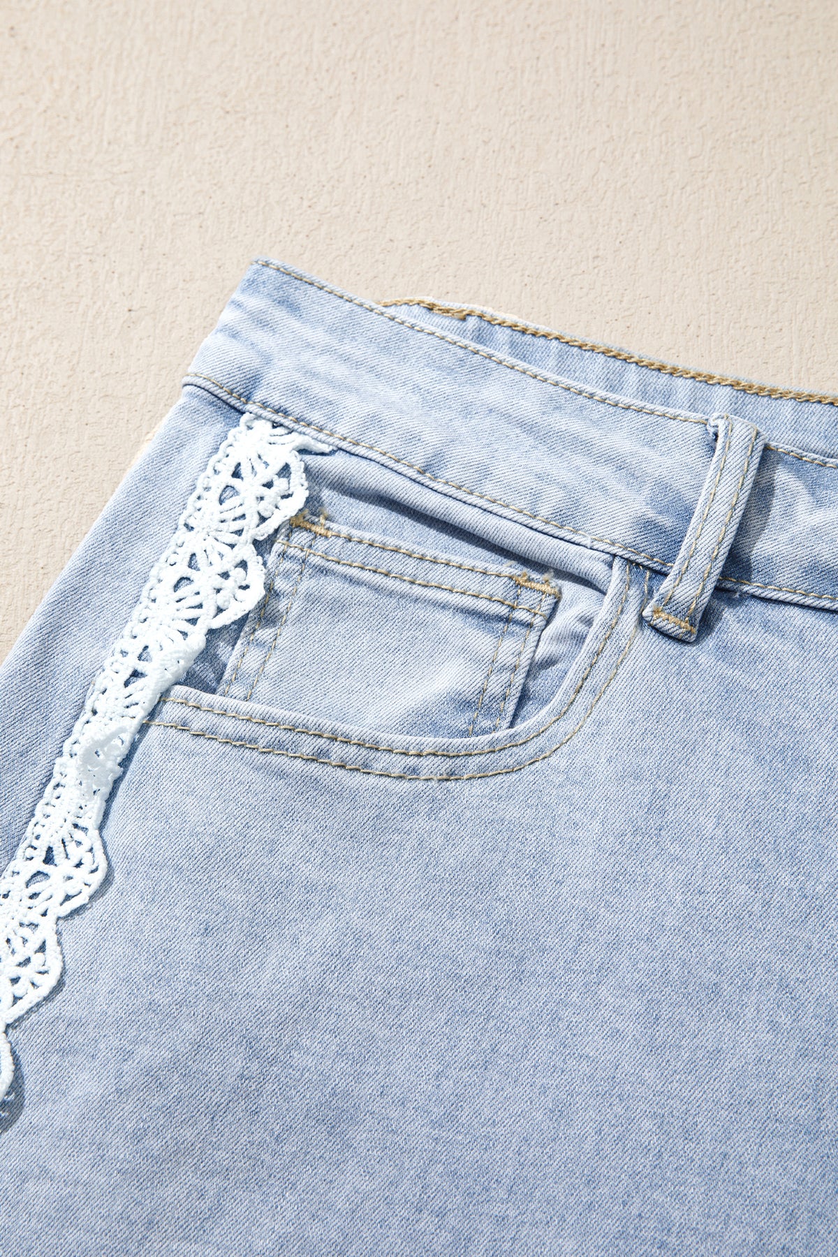 Beau Blue Lace Trim Casual Full-Length Regular Fit Jeans — image 07