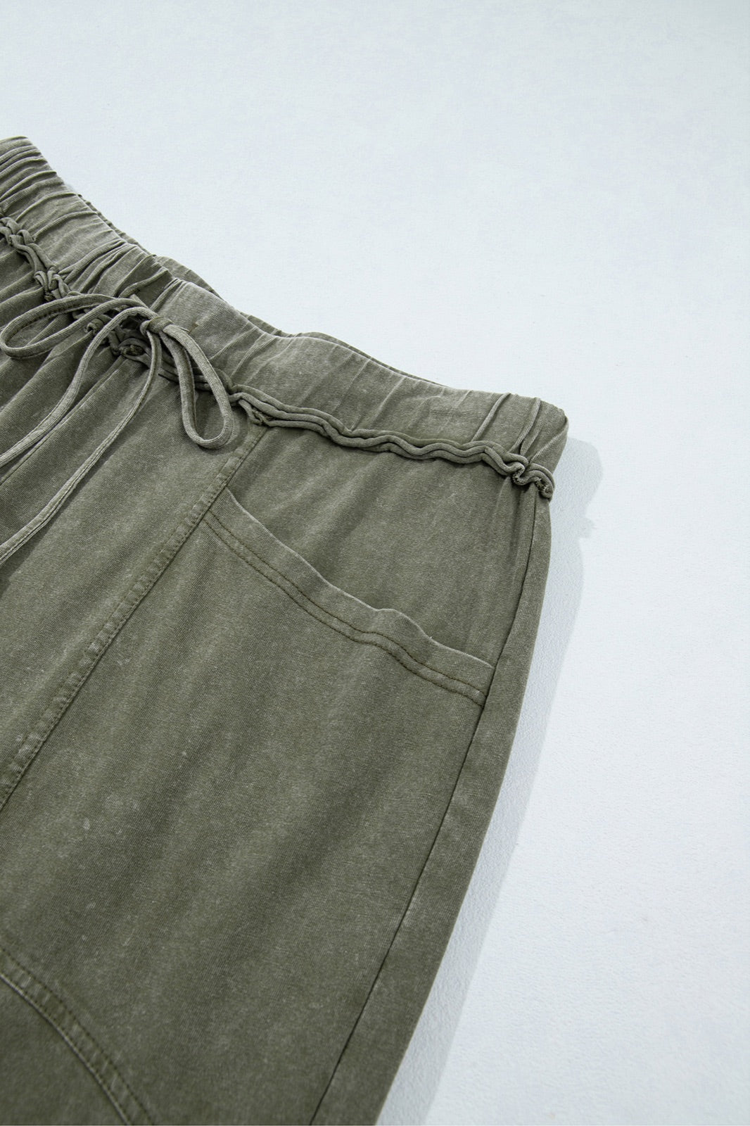 Mineral Wash Seam Detail Flare Leg Drawstring Pants — image 07