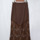 PREORDER // Dark Brown Lace Patchwork Hem Long Skirt // ETA November — image 07