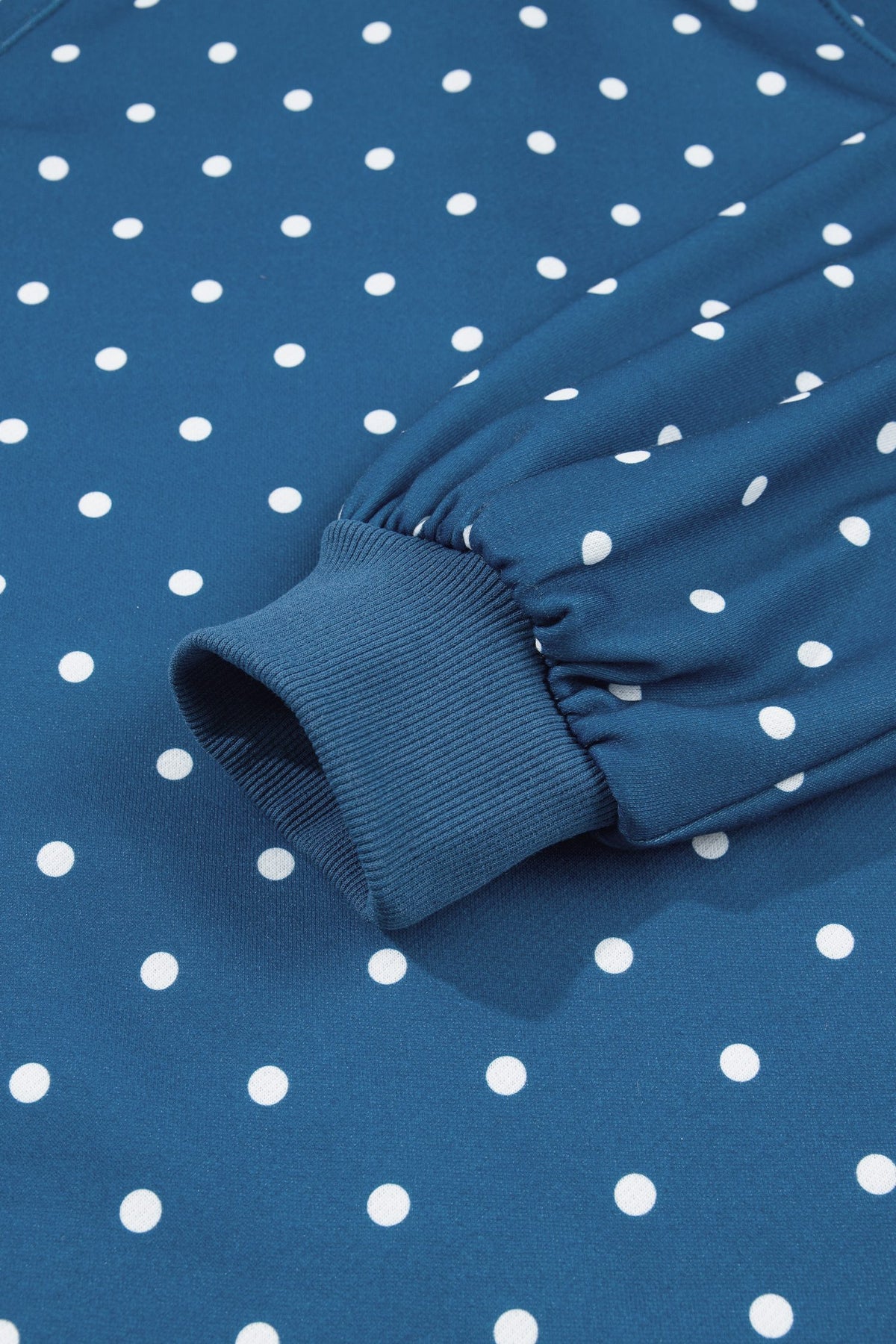 Blue Polka Dot Print Metal Button Collar Casual Pullover Sweatshirt — image 07