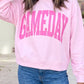 Pink Checkered Print High Neck Baggy Sweatshirt — image 08