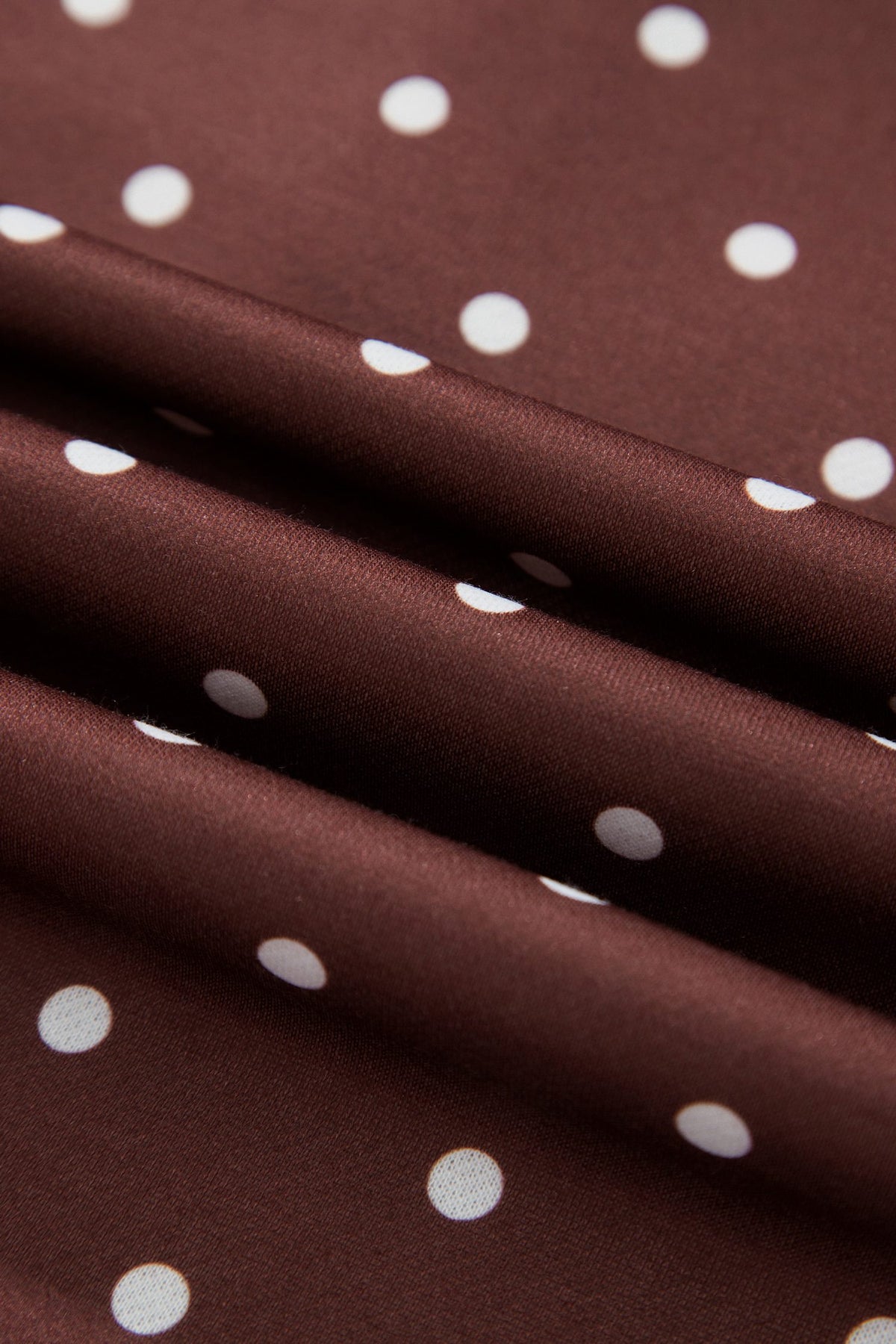 Brown Polka Dot Print Metal Button Collar Casual Pullover Sweatshirt — image 08