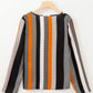 Orange Geo Print Colorblock Notched V Neck Blouse — image 08