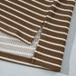 Brown Stripe Collar V Neck Color Block Pullover Top — image 08