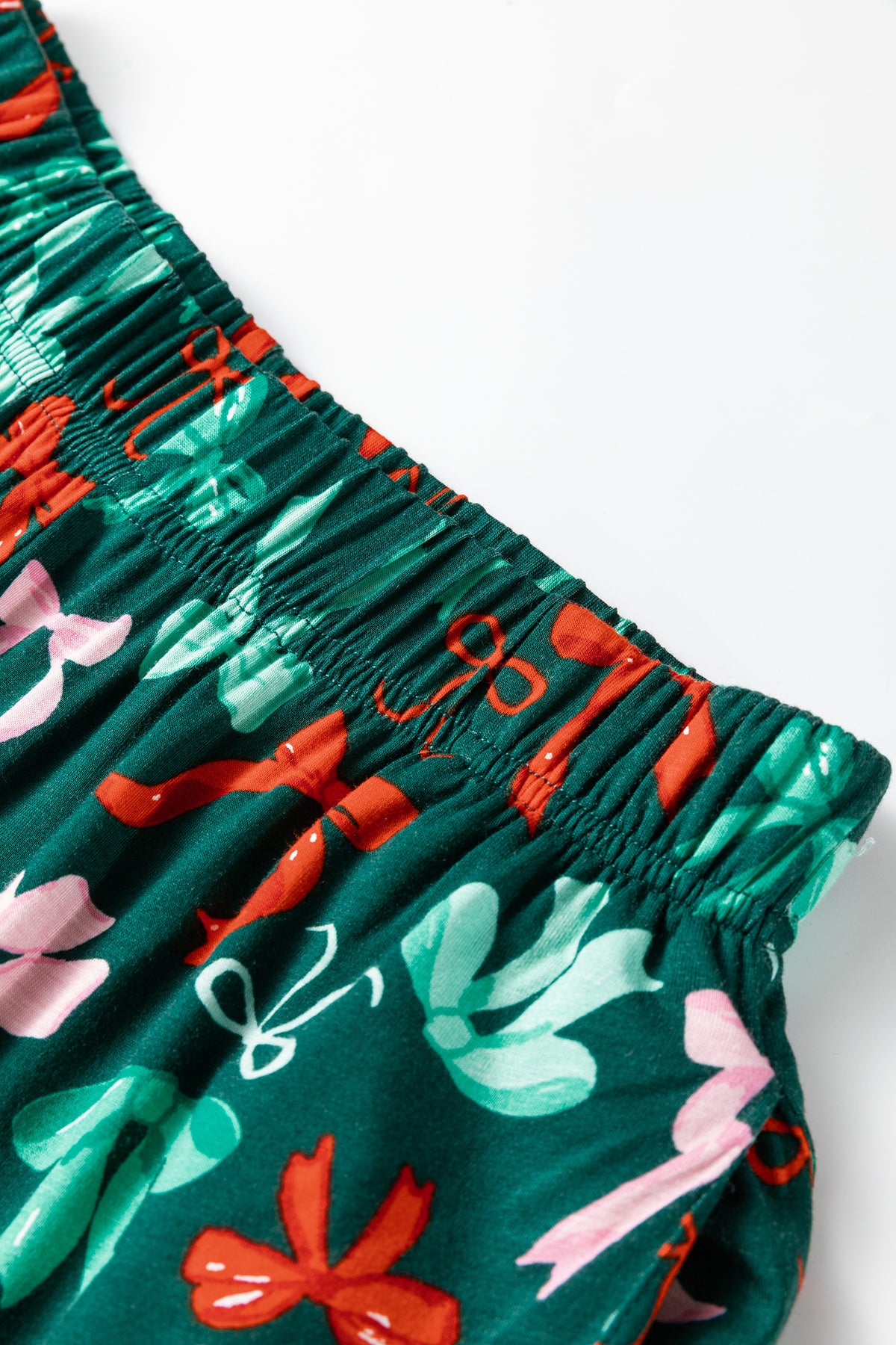 Green Festive Bow Print 2pcs Pajama Pant Set — image 08