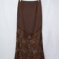 PREORDER // Dark Brown Lace Patchwork Hem Long Skirt // ETA November — image 08