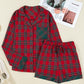 Red Plaid Contrast Patched Christmas Shirt & Short Pajama Set — image 08