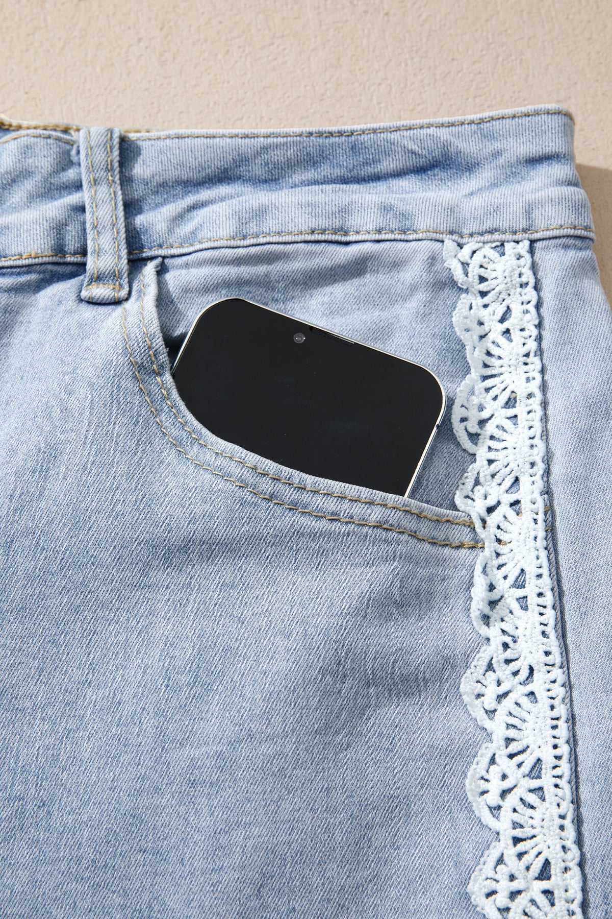 Beau Blue Lace Trim Casual Full-Length Regular Fit Jeans — image 08