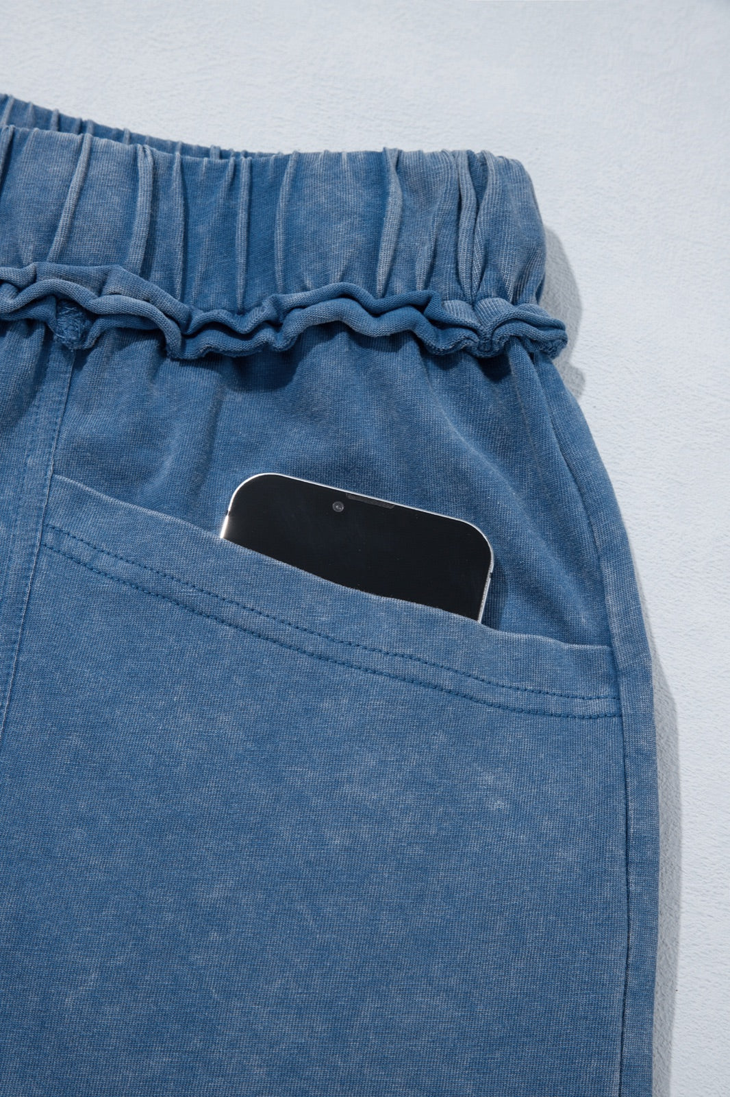 Mineral Wash Seam Detail Flare Leg Drawstring Pants — image 08