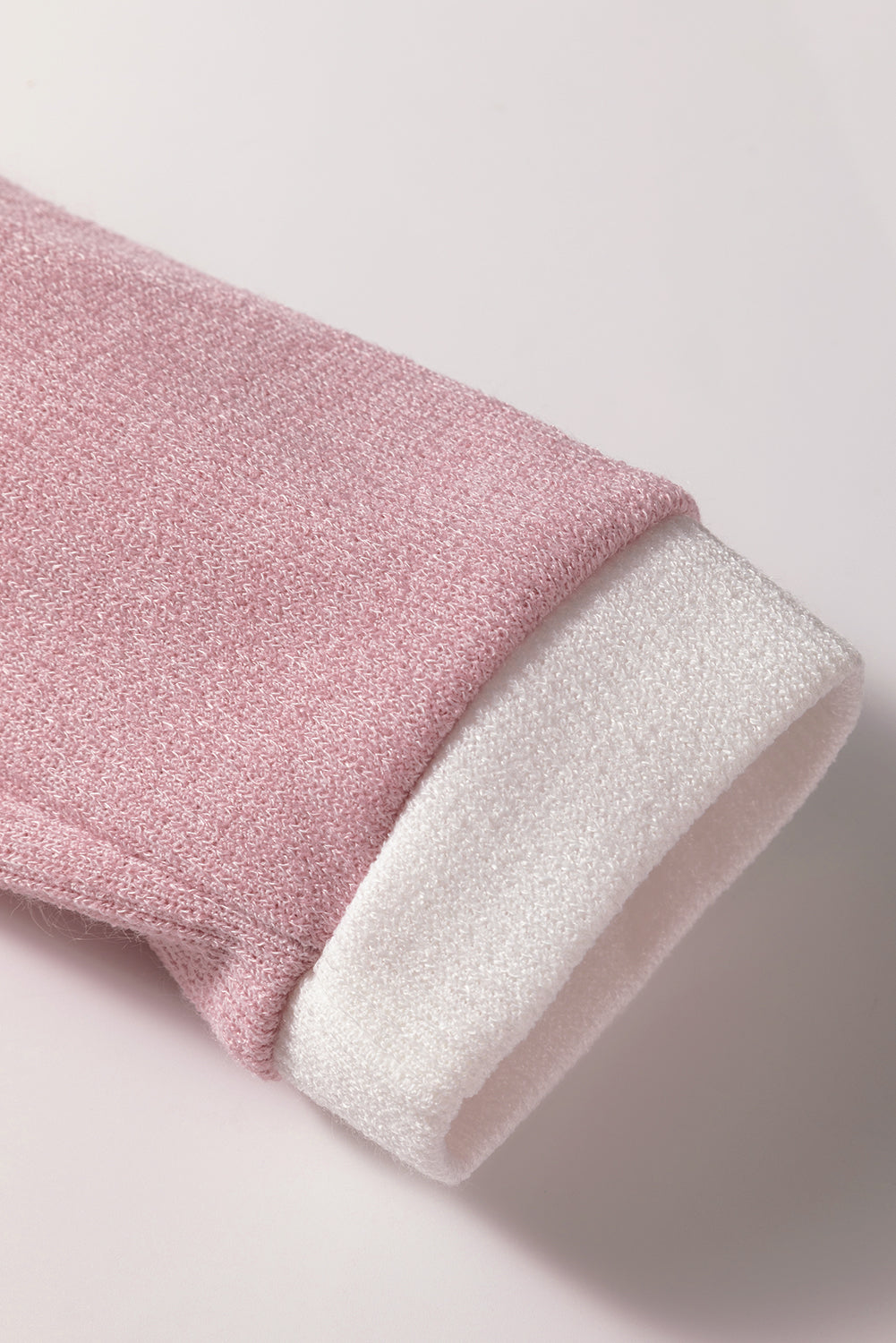 Light Pink Contrast Color Trim Knit Drop Shoulder Loose Top — image 08