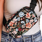 Black Floral Print Zipper Wide Strap Sling Bag — image 08