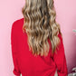 Fiery Red Tinsel Merry Letter Drop Shoulder Baggy Sweater — image 08
