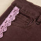 Coffee Lace Trim Casual Full-Length Regular Fit Jeans — image 08