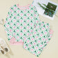 Green Bow Christmas Tree Print Contrast Striped Banding 2pcs Lounge Set — image 08