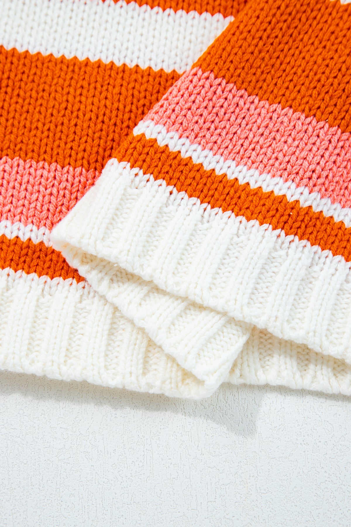 Orange Stripe Drop Shoulder Cropped Pullover Sweater — image 08