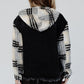 Black Plaid Sleeve Frayed Hem Hooded Denim Jacket — image 08