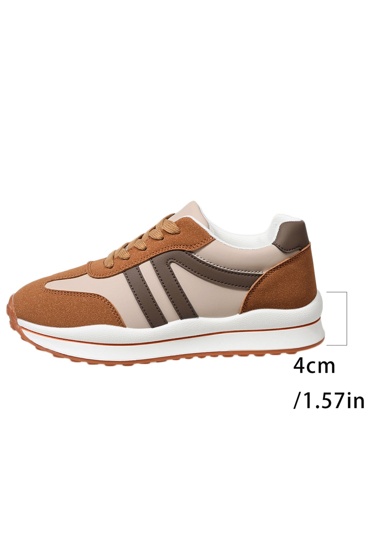Brown Varsity Color Block Patchwork Lace-up PU Leather Sneakers — image 08