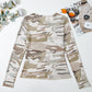 Western Fashion Camouflage Print Mesh Long Sleeve Top — image 08