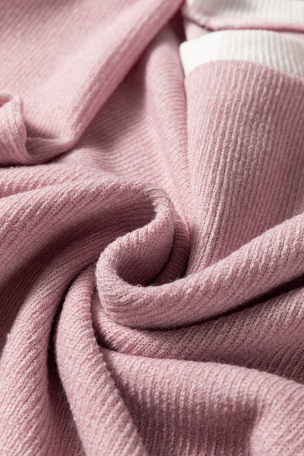 Light Pink Contrast Color Trim Knit Drop Shoulder Loose Top — image 09
