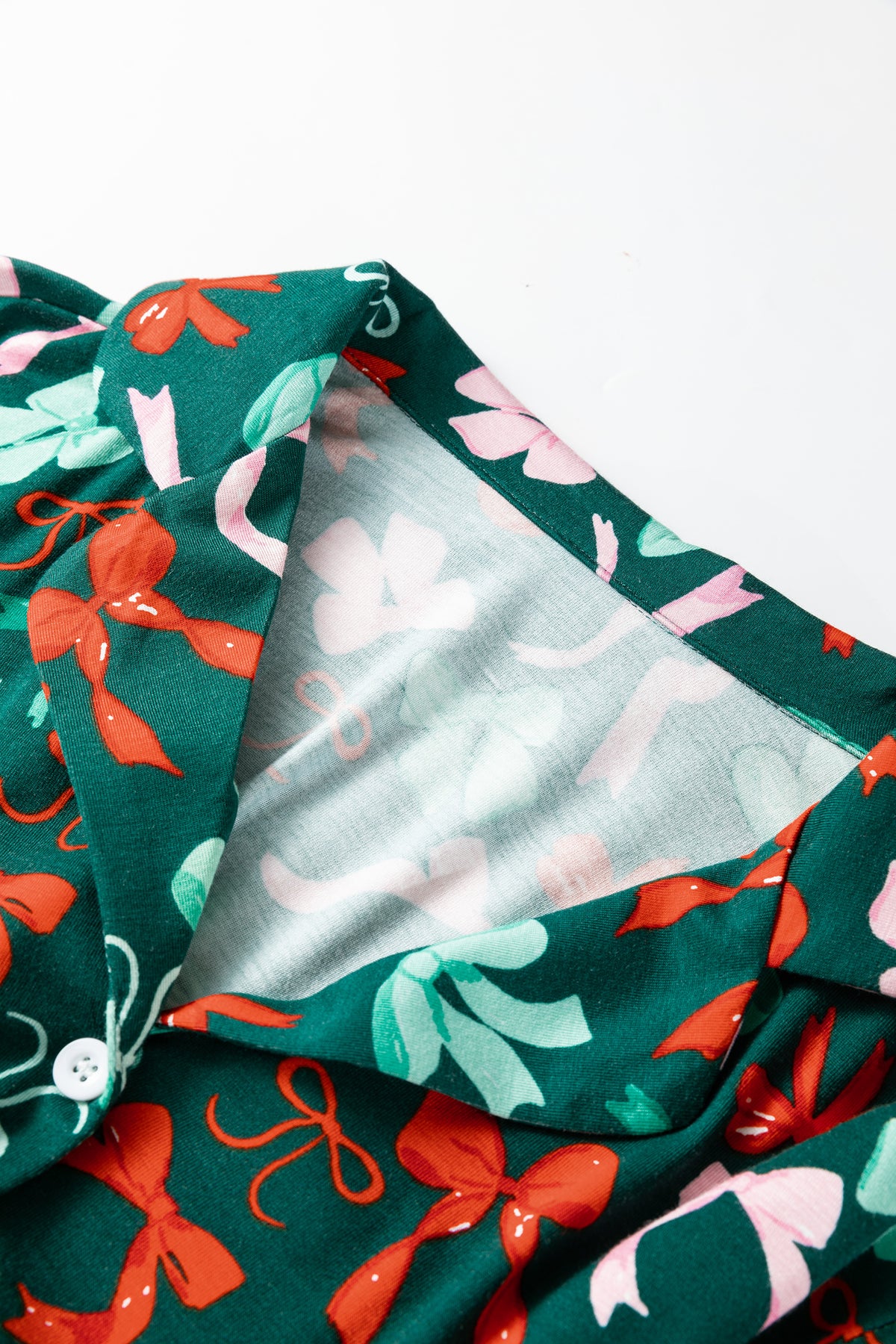 Green Festive Bow Print 2pcs Pajama Pant Set — image 09
