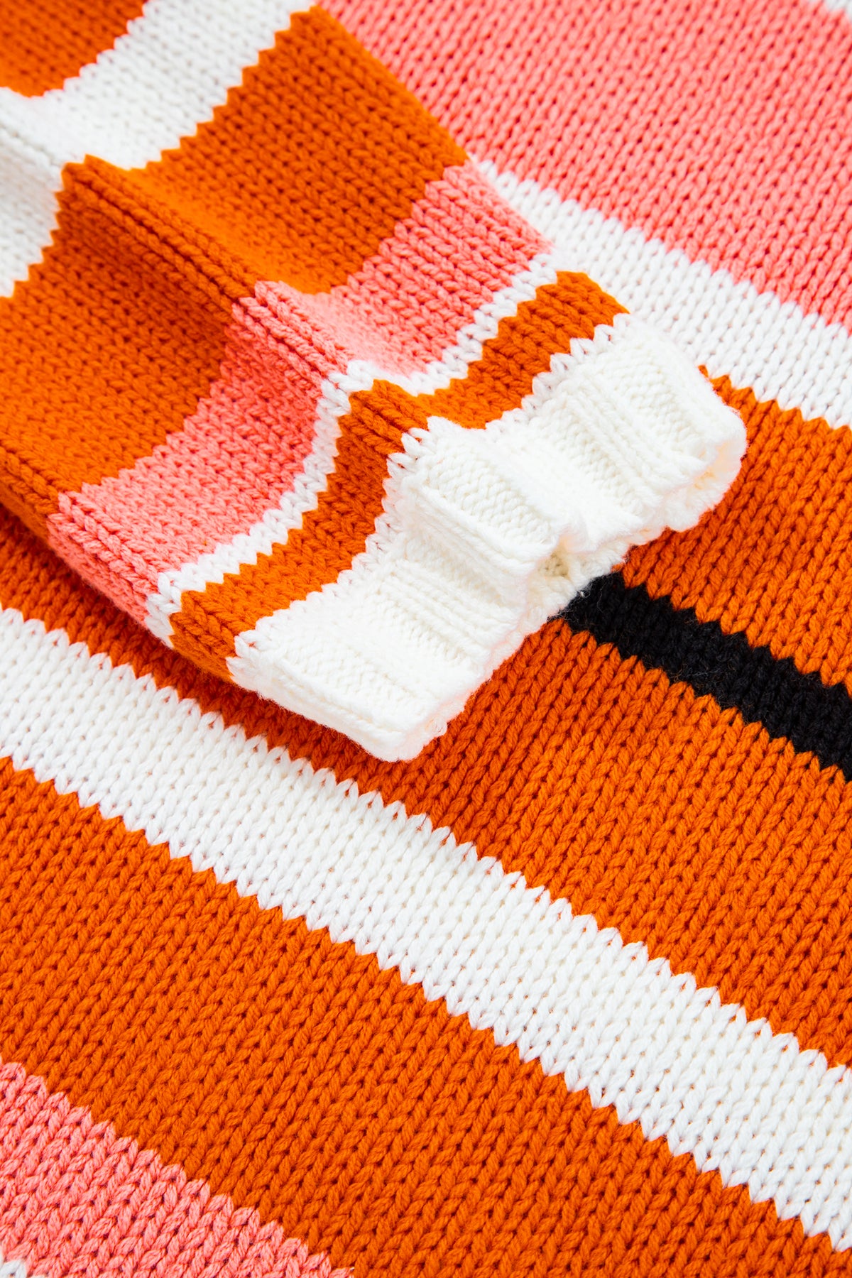 Orange Stripe Drop Shoulder Cropped Pullover Sweater — image 09