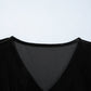 Black V Neck Bow Decorations Peplum Hem Shift Silhouette Short Sleeve Blouse — image 09
