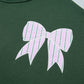 Blackish Green Striped Bow Graphic Oversized Sweatshirt — image 09