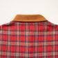Red Plaid Color Block Collared Button Shacket — image 09