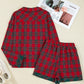 Red Plaid Contrast Patched Christmas Shirt & Short Pajama Set — image 09