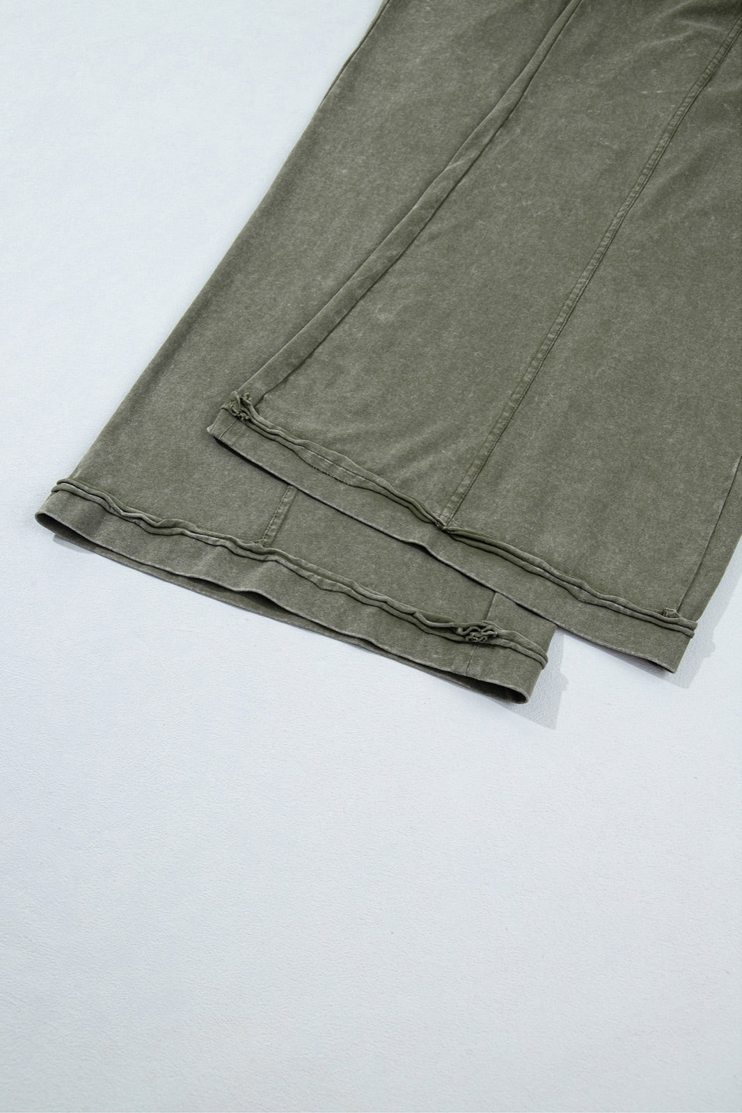 Mineral Wash Seam Detail Flare Leg Drawstring Pants — image 09
