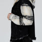 Black Plaid Sleeve Frayed Hem Hooded Denim Jacket — image 09