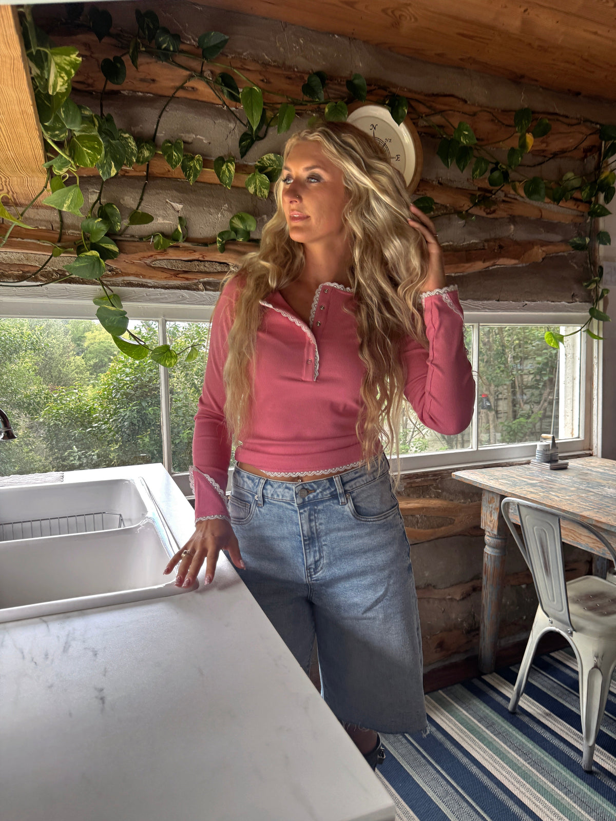 Rosie Lace Henley Top — image 09