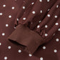 Brown Polka Dot Print Metal Button Collar Casual Pullover Sweatshirt — image 09