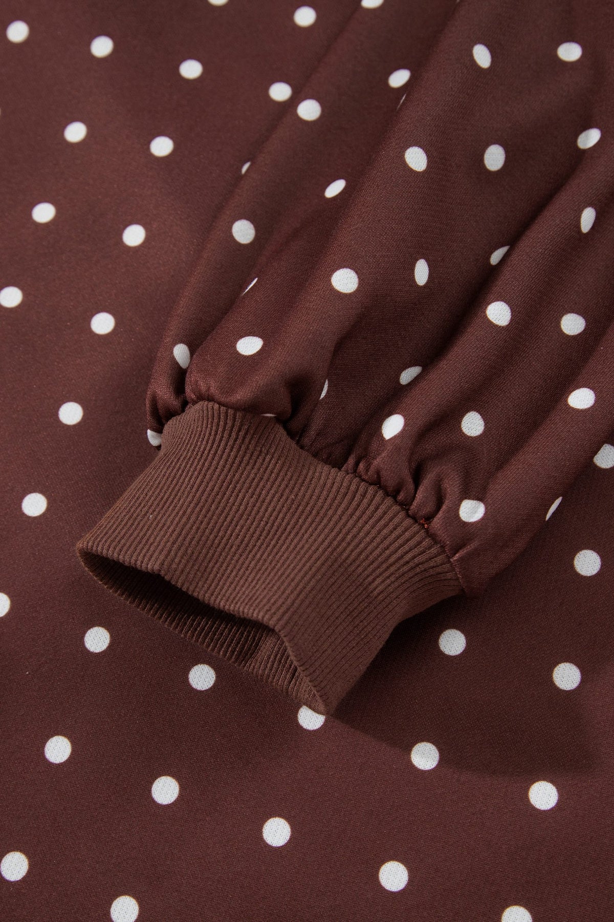 Brown Polka Dot Print Metal Button Collar Casual Pullover Sweatshirt — image 09