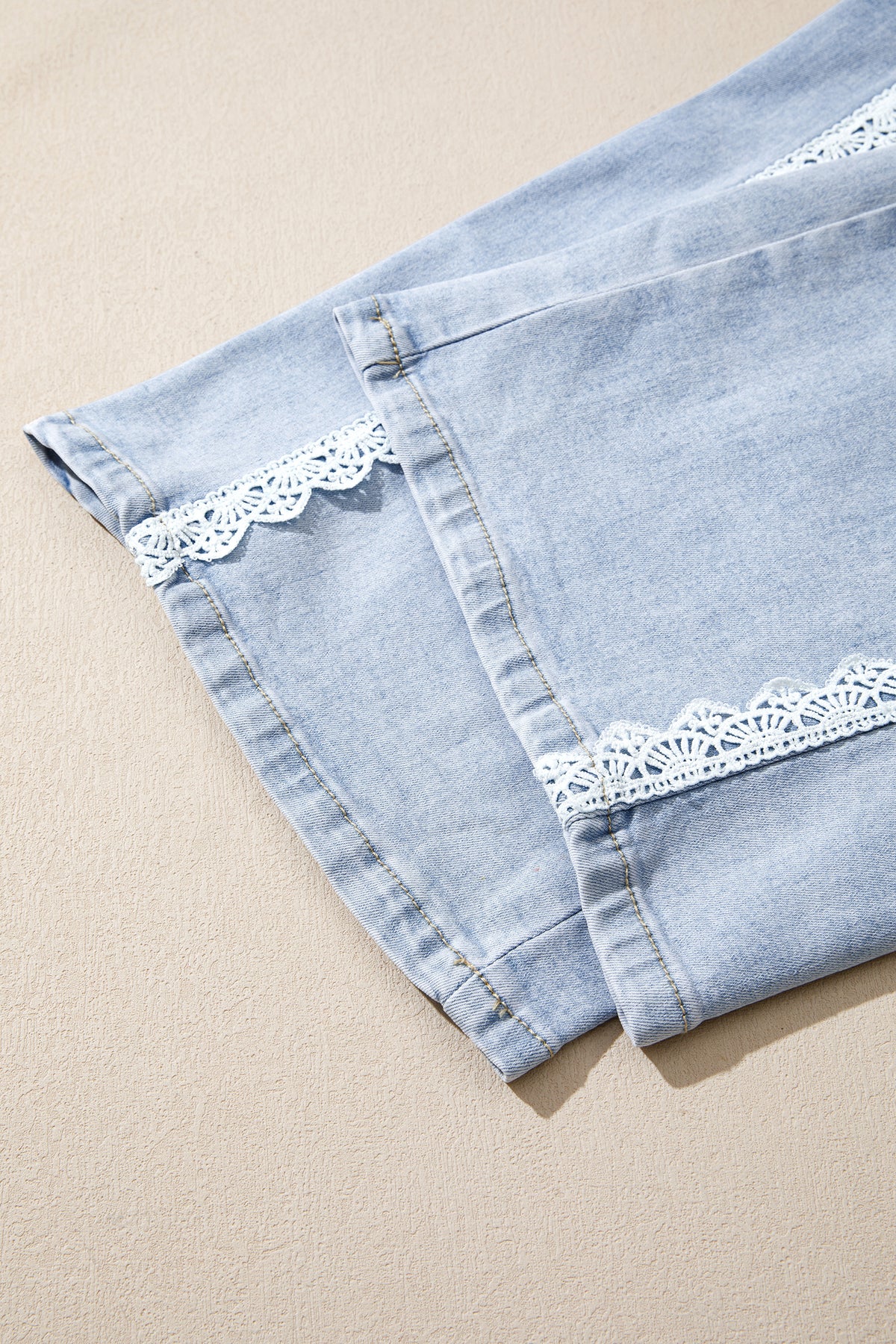Beau Blue Lace Trim Casual Full-Length Regular Fit Jeans — image 09