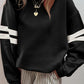 Varsity Striped Detail Drop Shoulder Oversized Sweatshirt //MANY COLORS