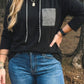 SHIPS FREE TODAY // Black Hooded Gingham Pocket Shirt PLUS SIZE